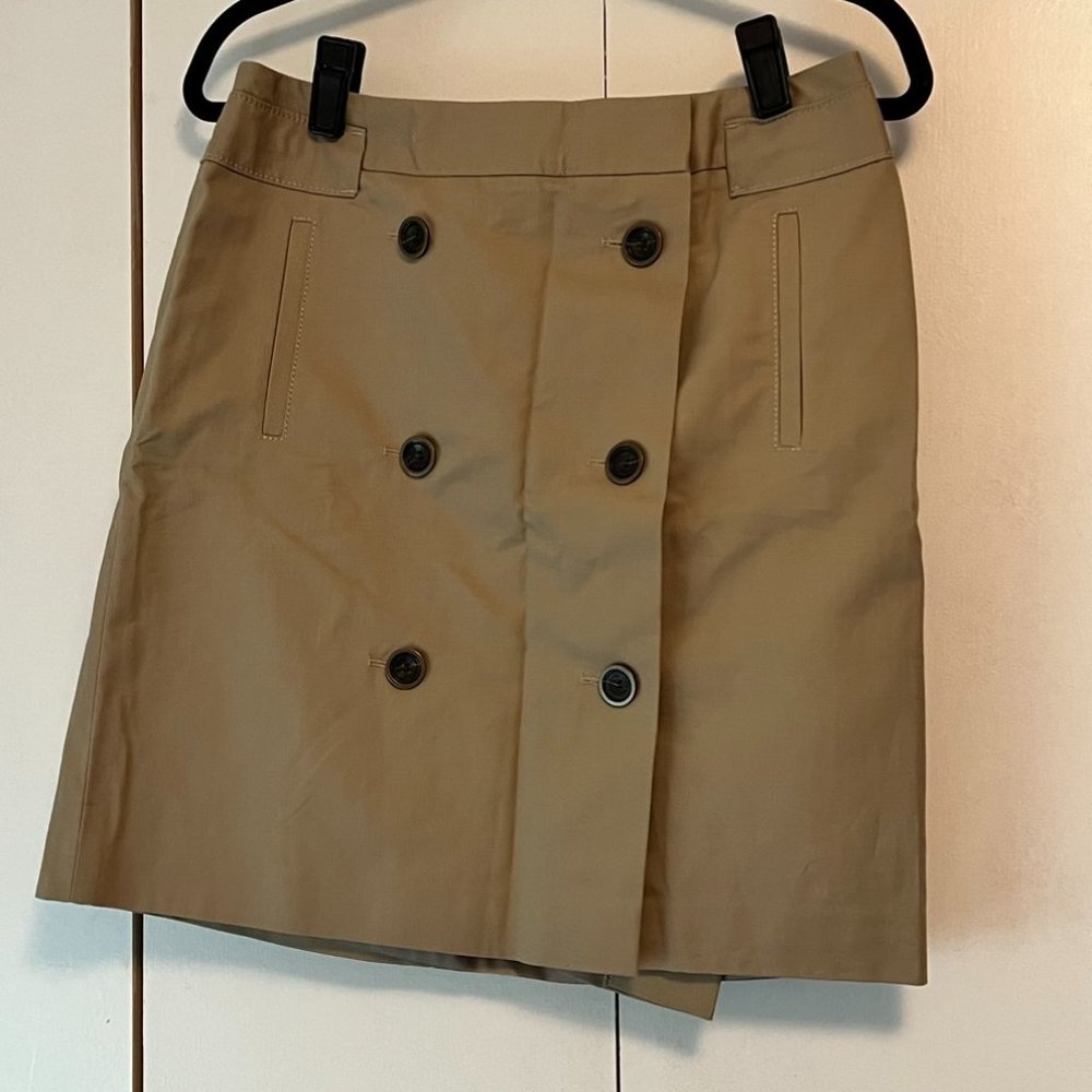 Loft Khaki A-Line Mini Skirt Button Front - 6